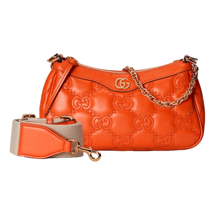 Gucci GG Quilted Matelassé Leather Mini Shoulder Bag In Orange