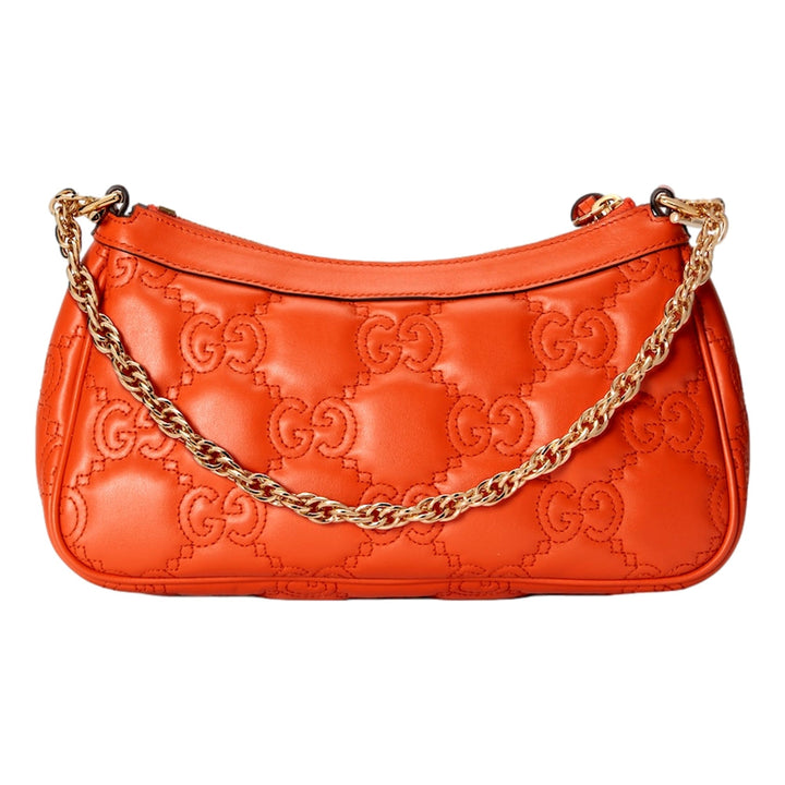Gucci GG Quilted Matelassé Leather Mini Shoulder Bag In Orange