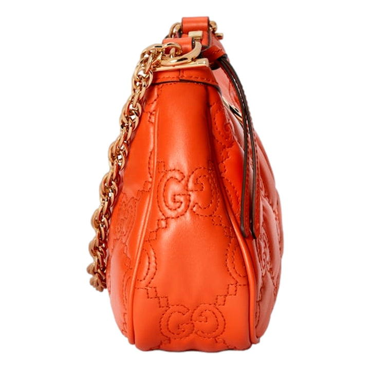 Gucci GG Quilted Matelassé Leather Mini Shoulder Bag In Orange
