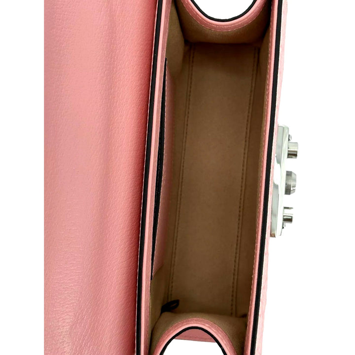 Gucci Pink GG Supreme Leather Padlock Chain Small Handbag Pink