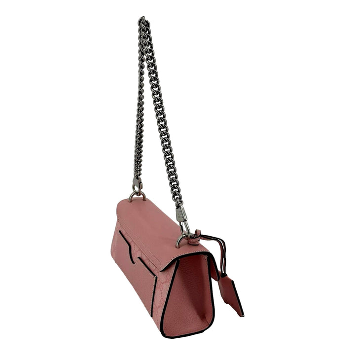 Gucci Pink GG Supreme Leather Padlock Chain Small Handbag Pink