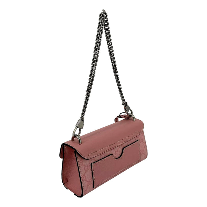 Gucci Pink GG Supreme Leather Padlock Chain Small Handbag Pink