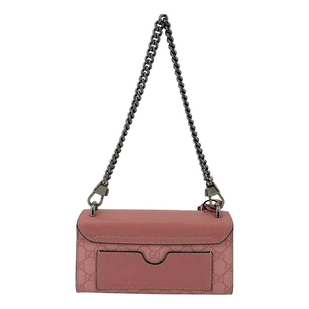 Gucci Pink GG Supreme Leather Padlock Chain Small Handbag Pink