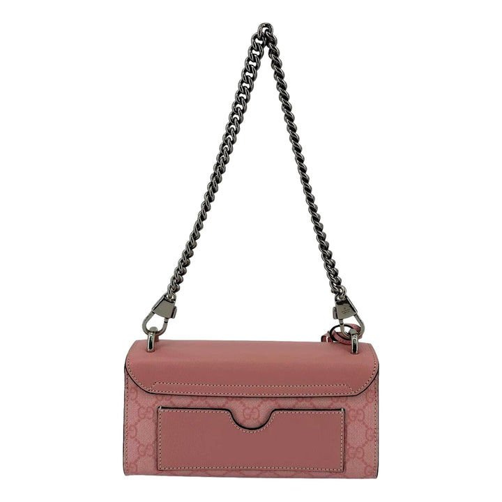 Gucci Pink GG Supreme Leather Padlock Chain Small Handbag Pink