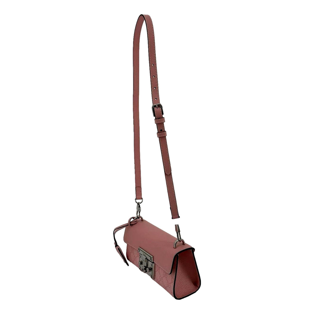 Gucci Pink GG Supreme Leather Padlock Chain Small Handbag Pink
