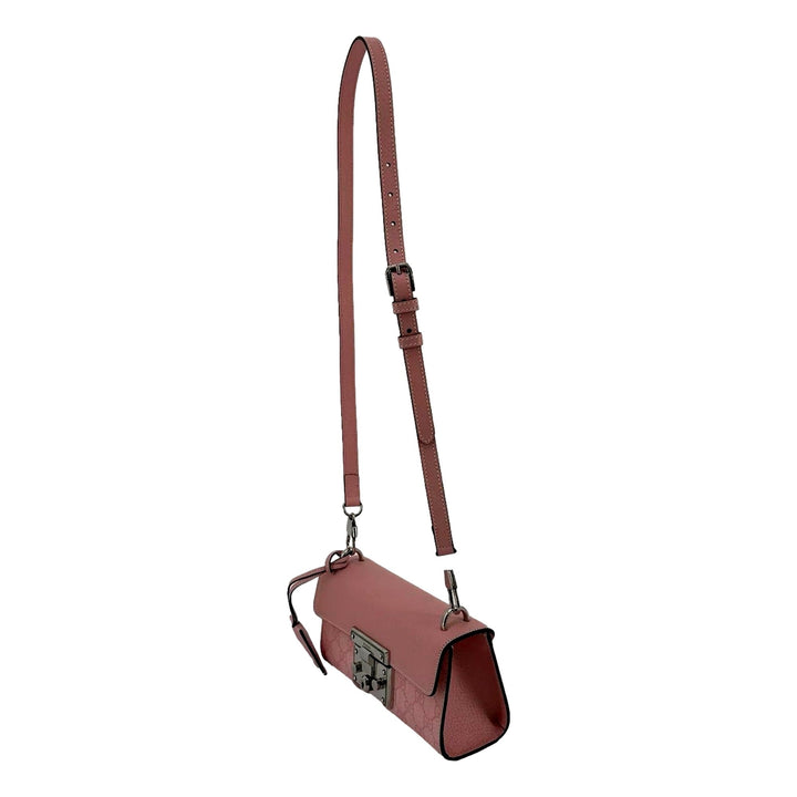 Gucci Pink GG Supreme Leather Padlock Chain Small Handbag Pink