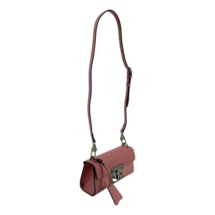 Gucci Pink GG Supreme Leather Padlock Chain Small Handbag Pink