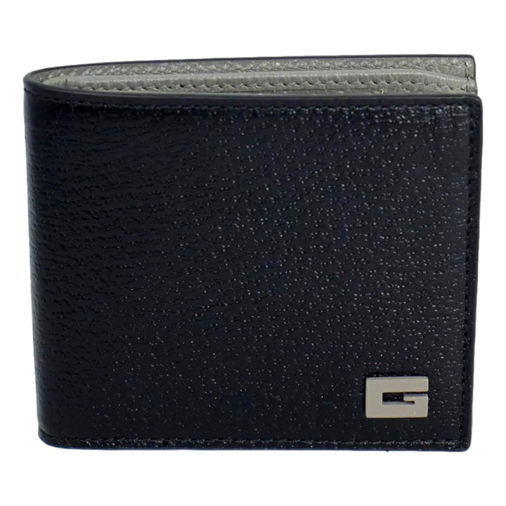 Gucci G Black and Grey Leather Bifold Wallet