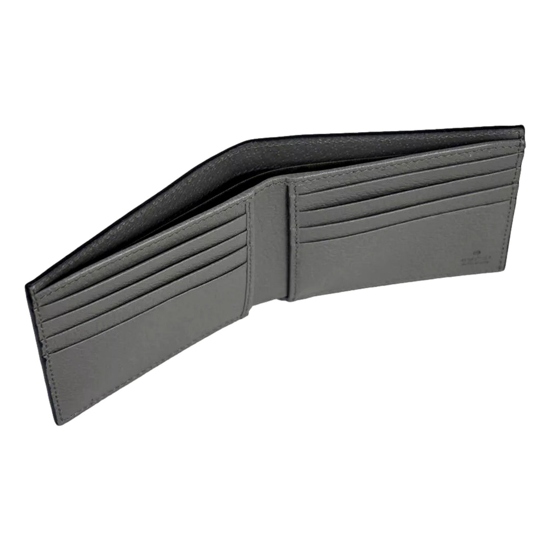 Gucci G Black and Grey Leather Bifold Wallet