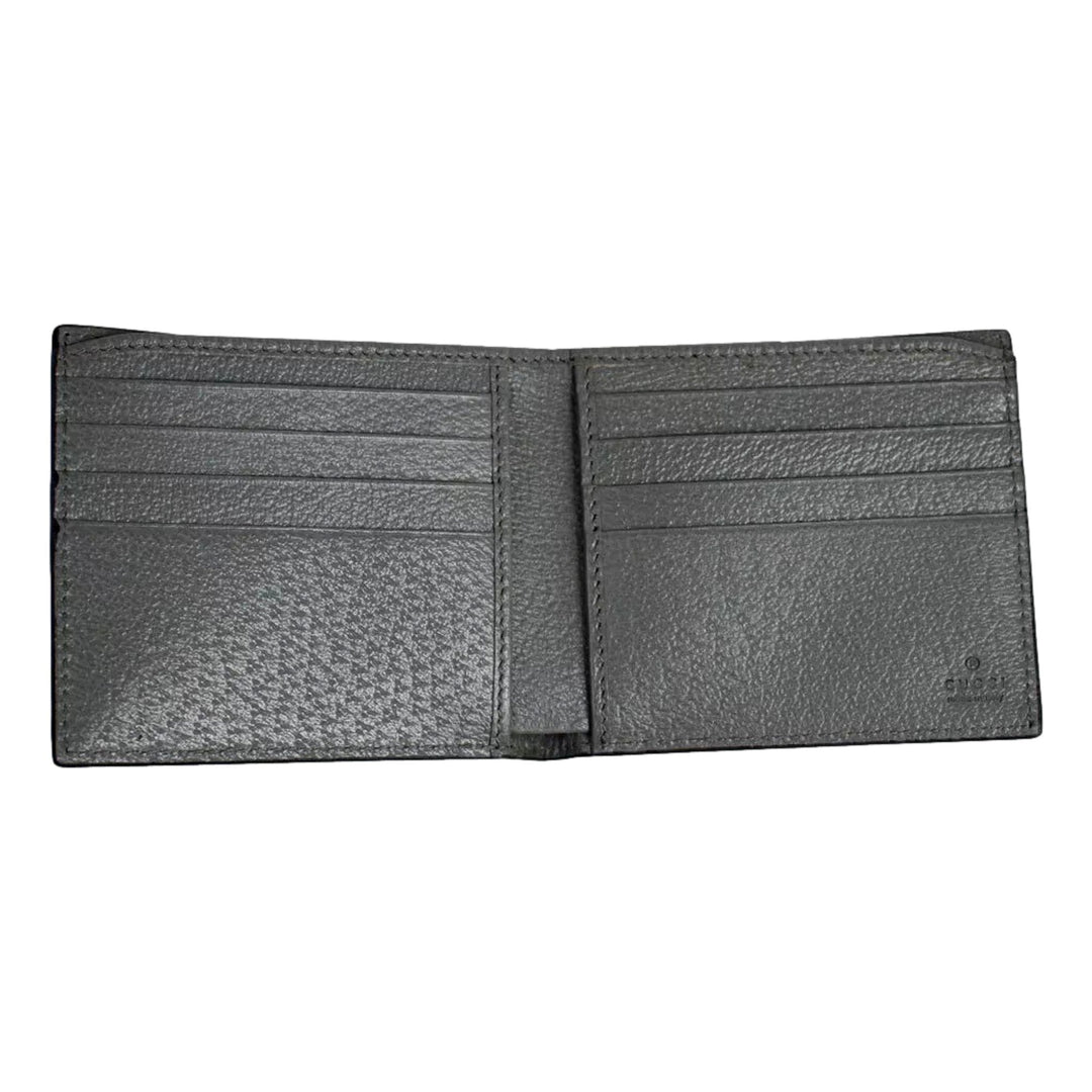 Gucci G Black and Grey Leather Bifold Wallet
