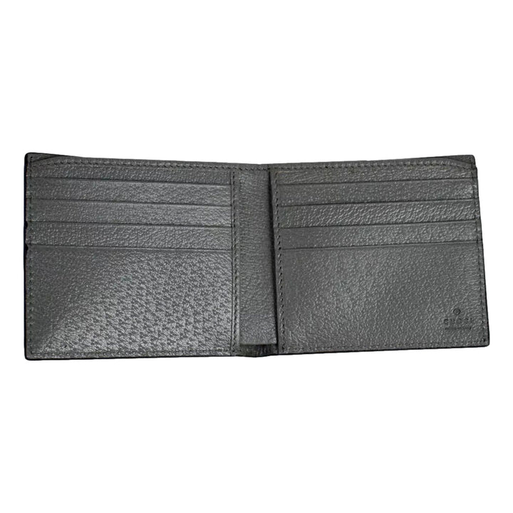 Gucci G Black and Grey Leather Bifold Wallet