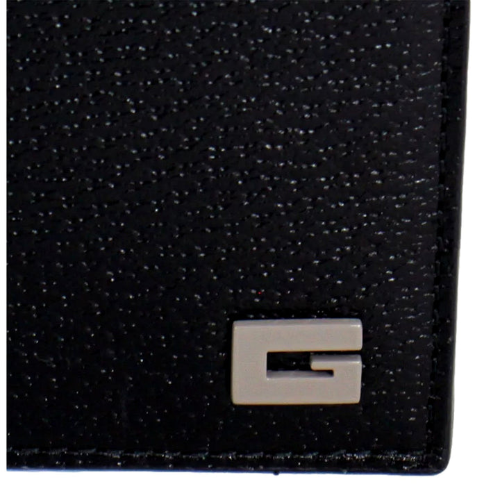 Gucci G Black and Grey Leather Bifold Wallet