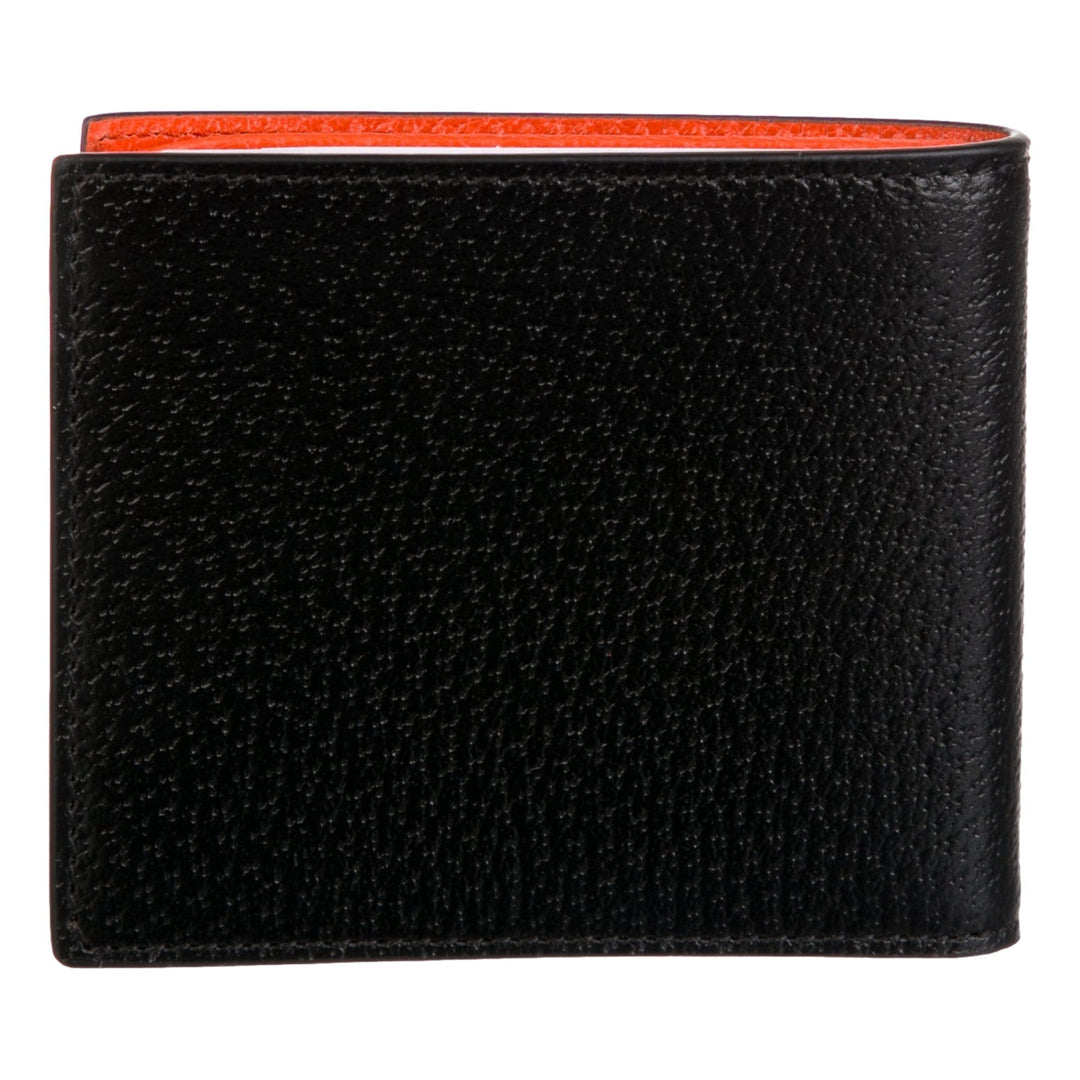 Gucci G Detail Leather Bifold Wallet Black and Orange