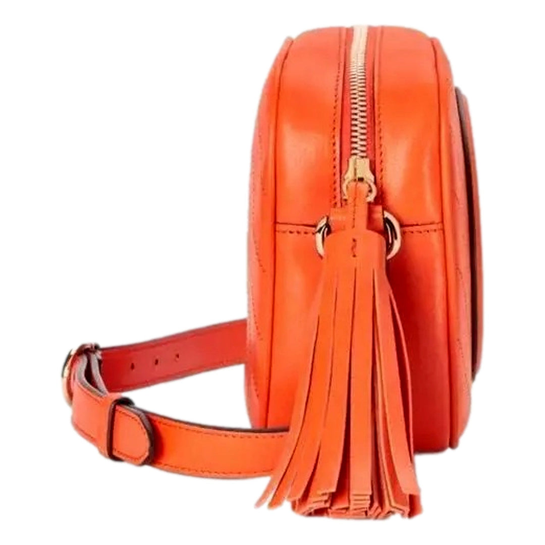 Gucci Blondie GG Patch Diagonal Stitching Orange Leather Crossbody Handbag