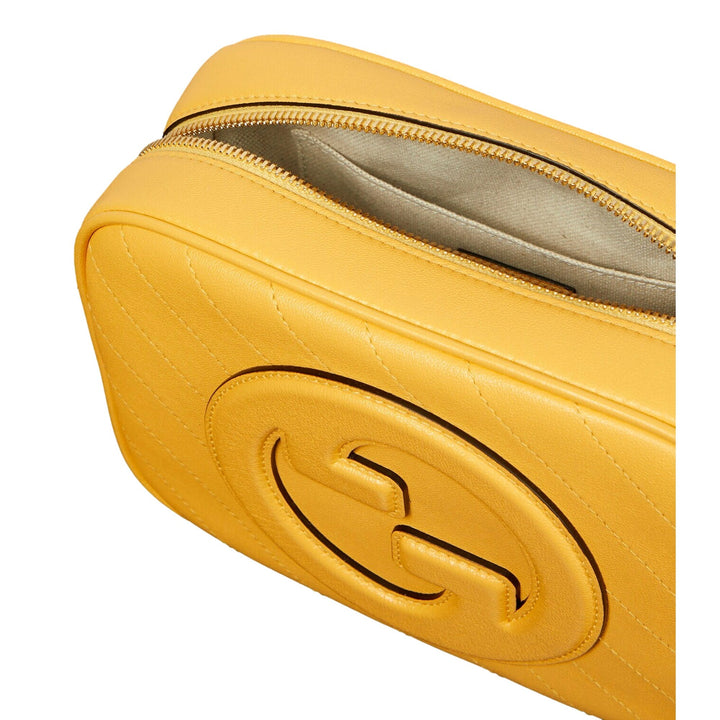 Gucci Blondie GG Patch Diagonal Stitching Yellow Leather Crossbody Handbag