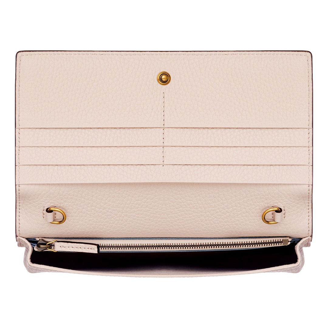 Gucci Interlocking Double G Python Leather Bow Chain Wallet Light Pink