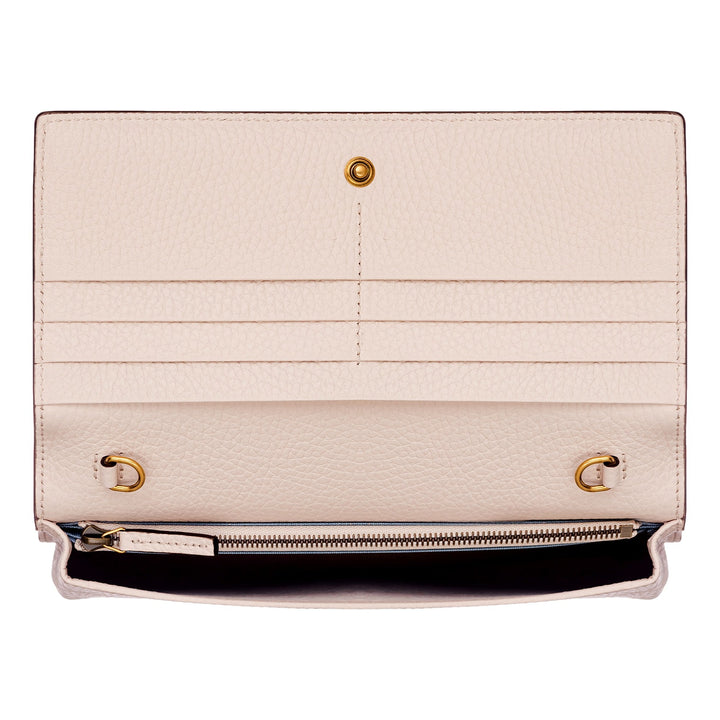 Gucci Interlocking Double G Python Leather Bow Chain Wallet Light Pink