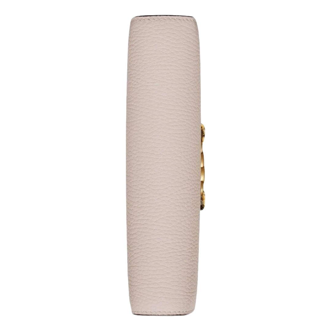 Gucci Interlocking Double G Python Leather Bow Chain Wallet Light Pink