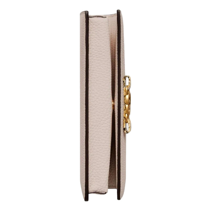 Gucci Interlocking Double G Python Leather Bow Chain Wallet Light Pink