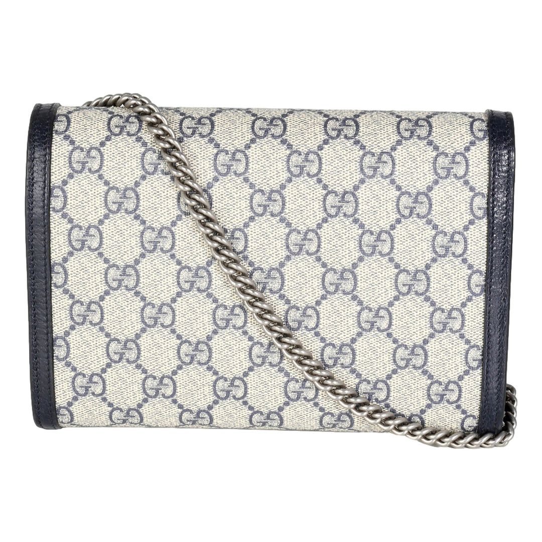 Gucci Navy GG Supreme Canvas Mini Dionysus Chain Wallet
