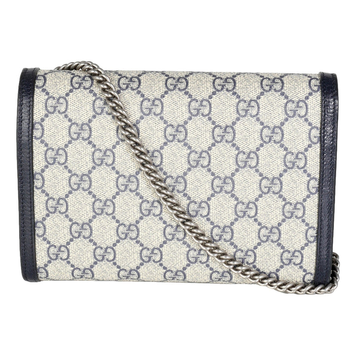 Gucci Navy GG Supreme Canvas Mini Dionysus Chain Wallet