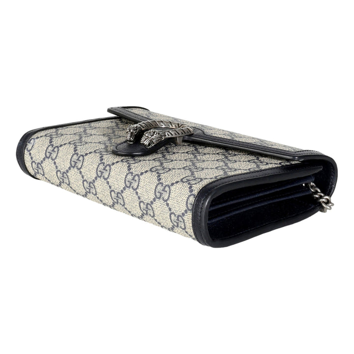 Gucci Navy GG Supreme Canvas Mini Dionysus Chain Wallet