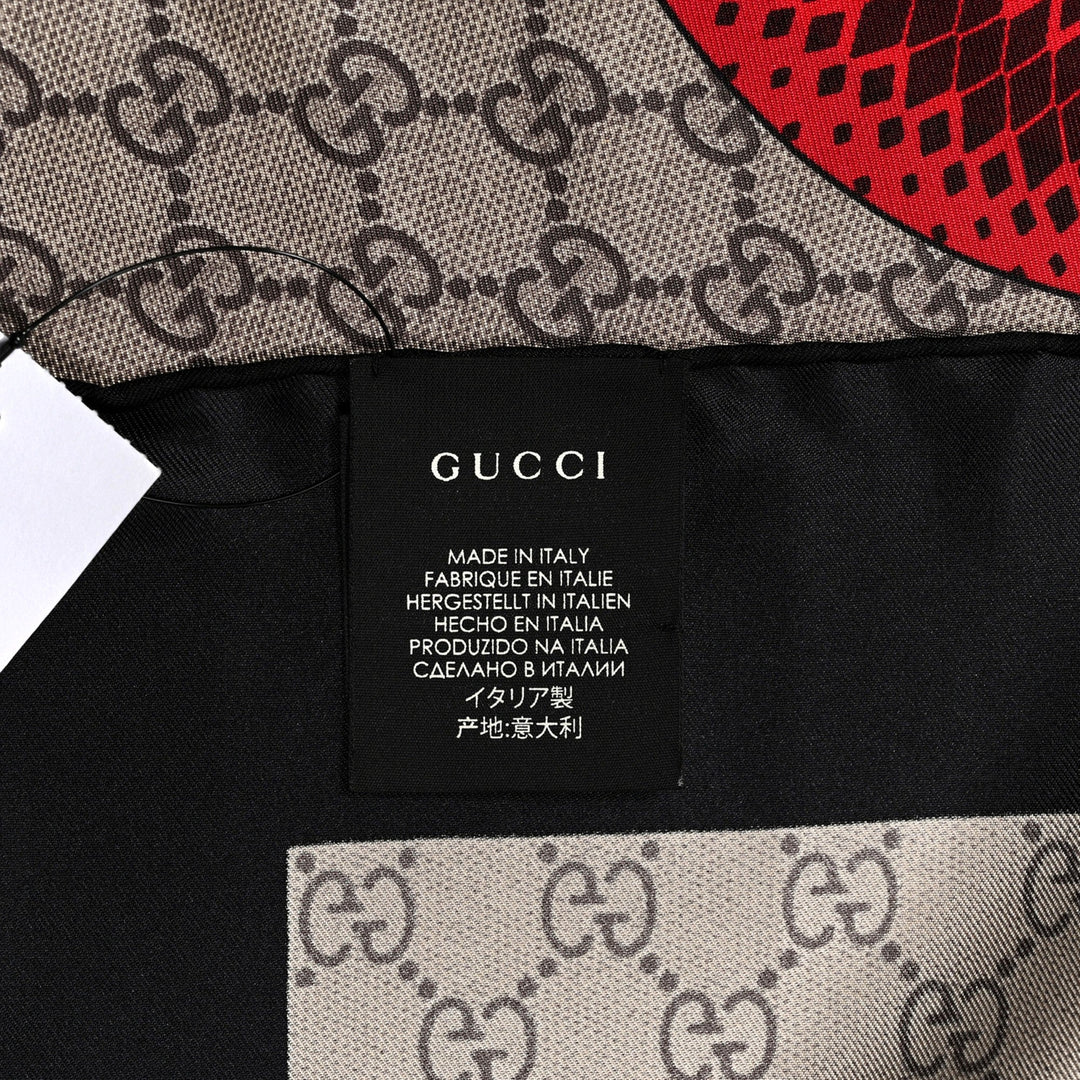 Gucci Silk Monogram Kingsnake  Large Square Scarf Black