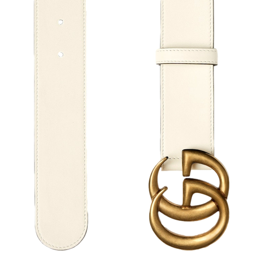 Gucci Marmont GG logo Ivory Leather Belt 90/85