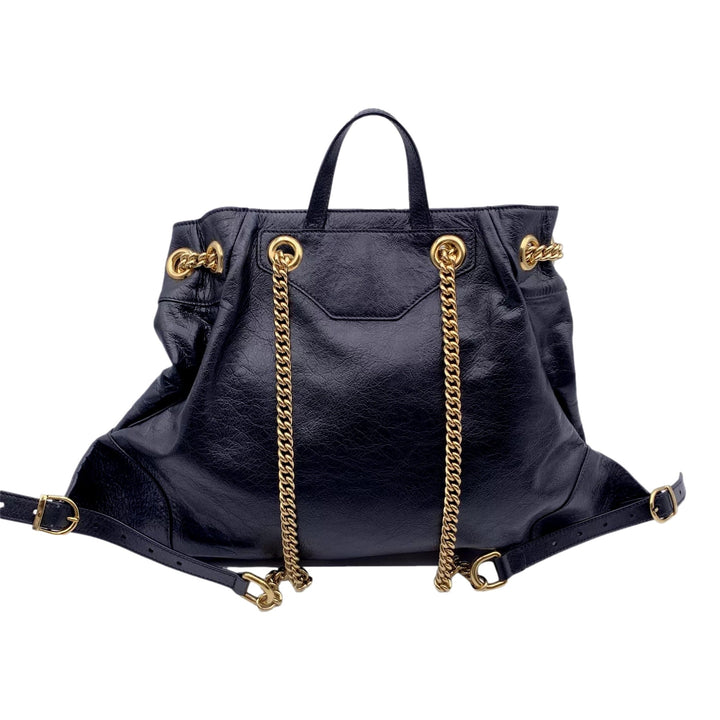 Gucci Black Leather Zumi Backpack Shoulder Backpack