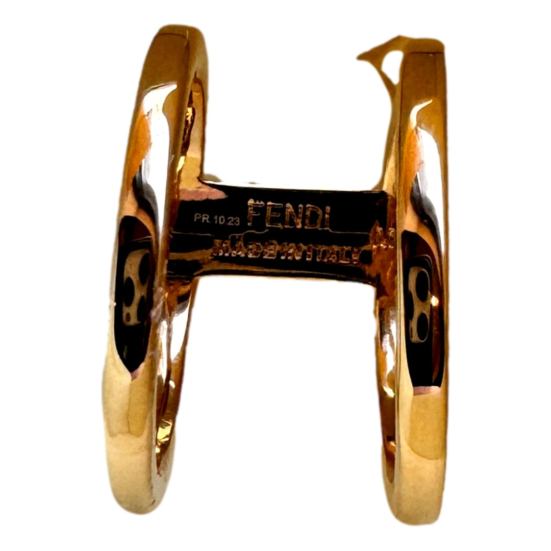Fendi FF Oro Soft Logo Black and Gold Ring Medium