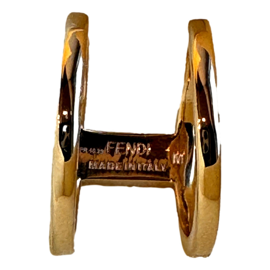 Fendi FF Oro Soft Logo Black and Gold Ring Medium