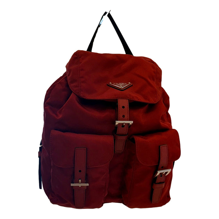 Prada Re-Edition Re-Nylon Drawstring Backpack Fuoco Burgundy Red Medium Womens