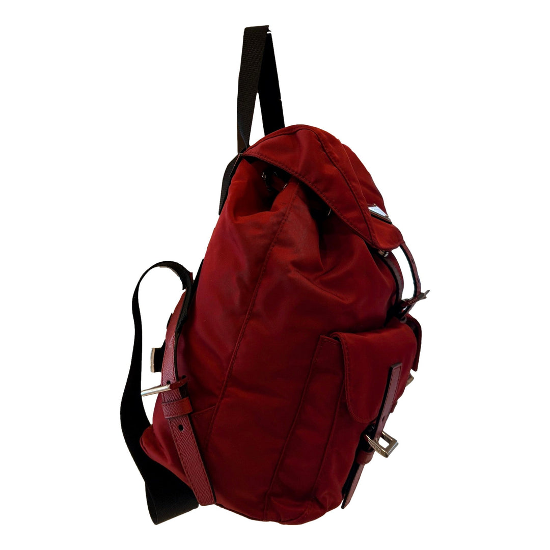 Prada Re-Edition Re-Nylon Drawstring Backpack Fuoco Burgundy Red Medium Womens