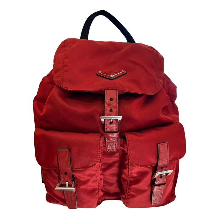 Prada Re-Edition Re-Nylon Drawstring Backpack Fuoco Burgundy Red Medium Womens
