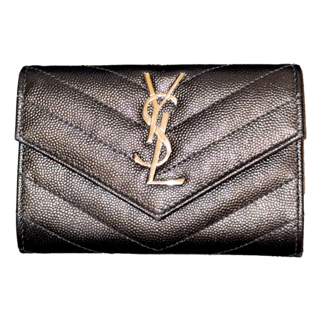 Saint Laurent Cassandre Matelassé Small Envelope Wallet In Grain de Poudre Leather