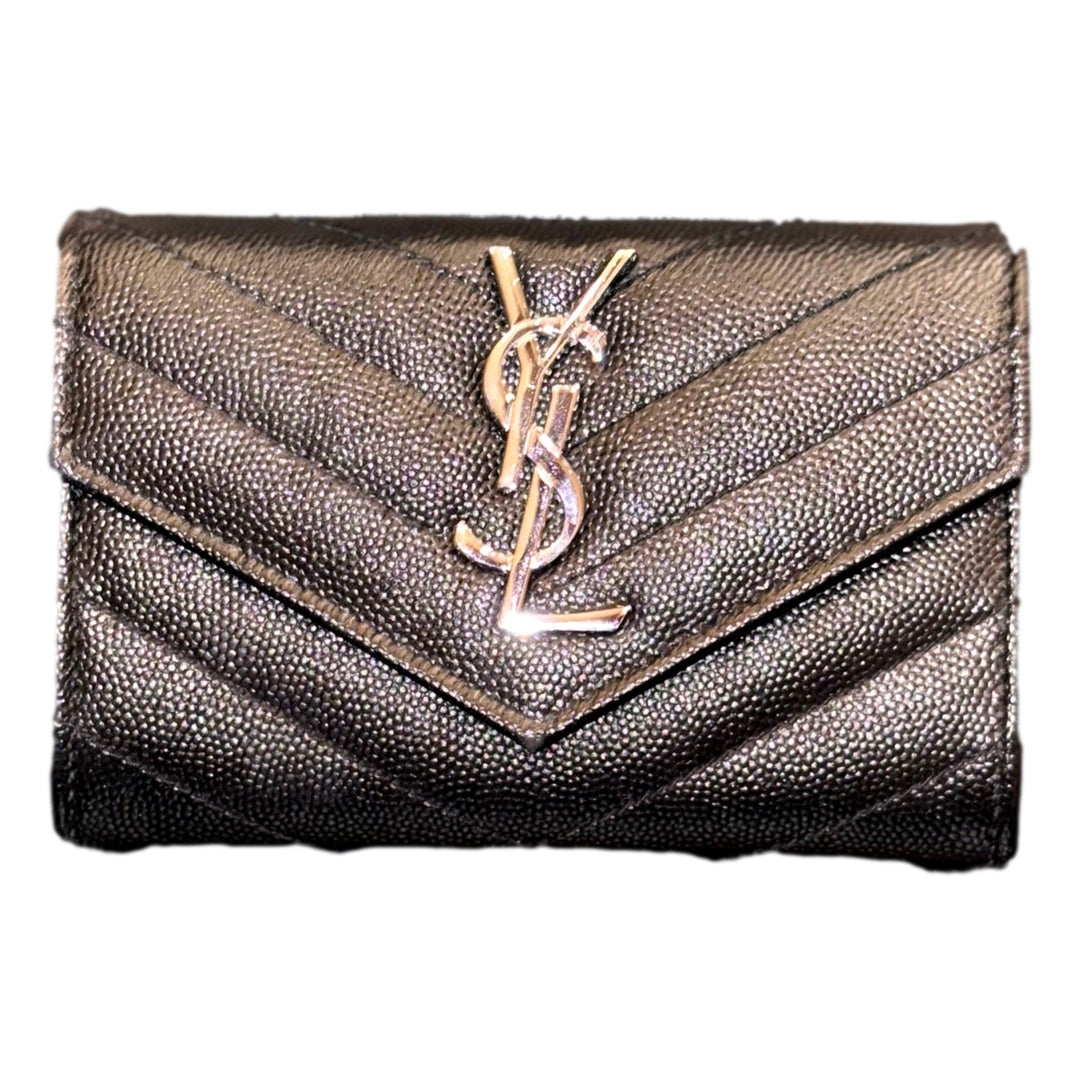 Saint Laurent Cassandre Matelassé Small Envelope Wallet In Grain de Poudre Leather
