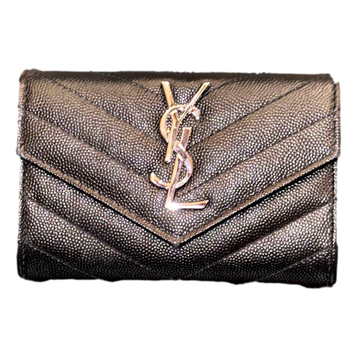 Saint Laurent Cassandre Matelassé Small Envelope Wallet In Grain de Poudre Leather