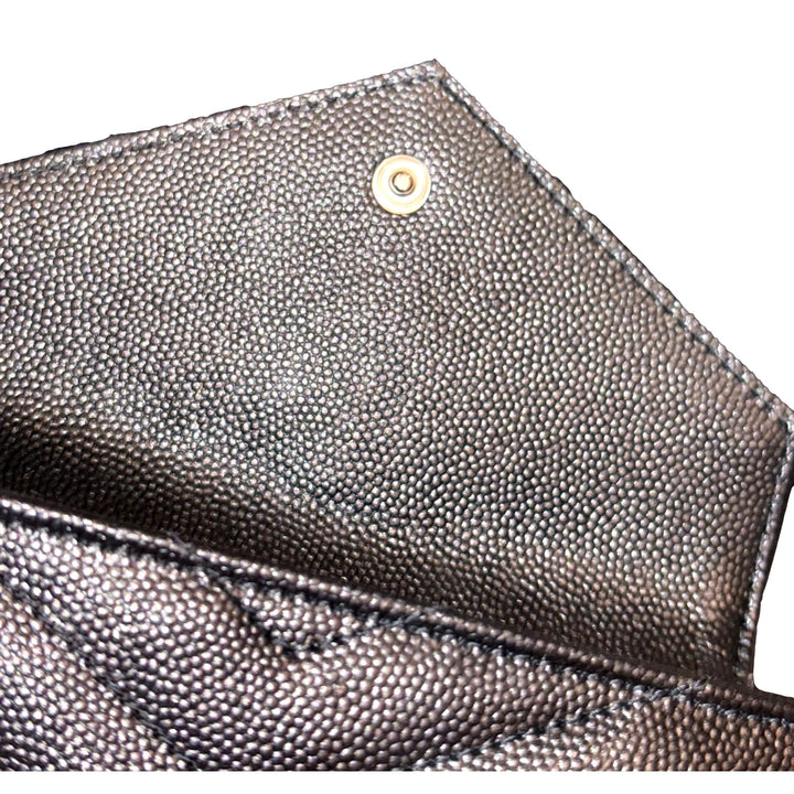 Saint Laurent Cassandre Matelassé Small Envelope Wallet In Grain de Poudre Leather