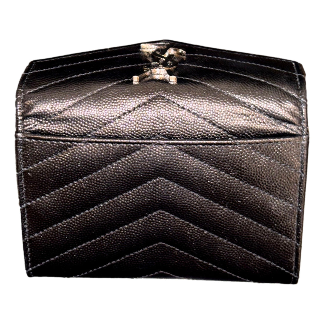 Saint Laurent Cassandre Matelassé Small Envelope Wallet In Grain de Poudre Leather