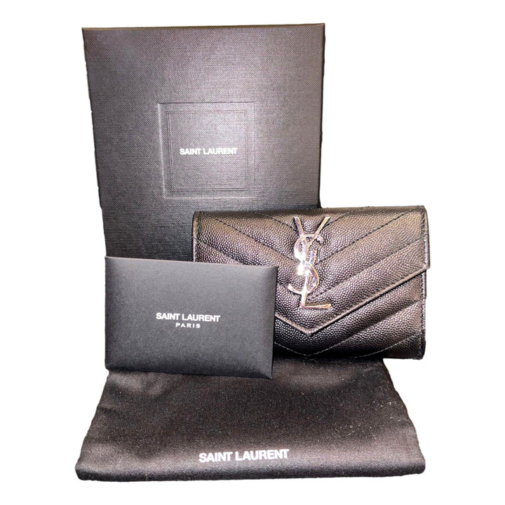 Saint Laurent Cassandre Matelassé Small Envelope Wallet In Grain de Poudre Leather
