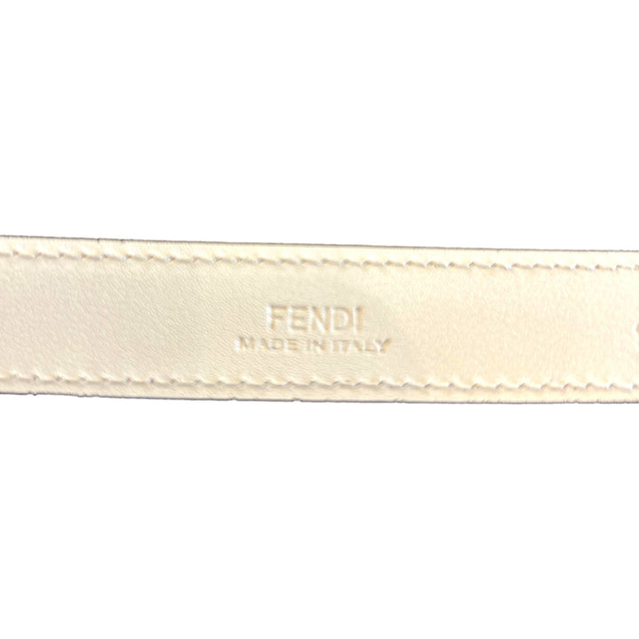Fendi FF Studded Skinny Ivory Latte Belt Size 85