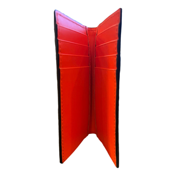 Gucci GG Leather Rubber Effect Neon Orange Folding Wallet Card Holder