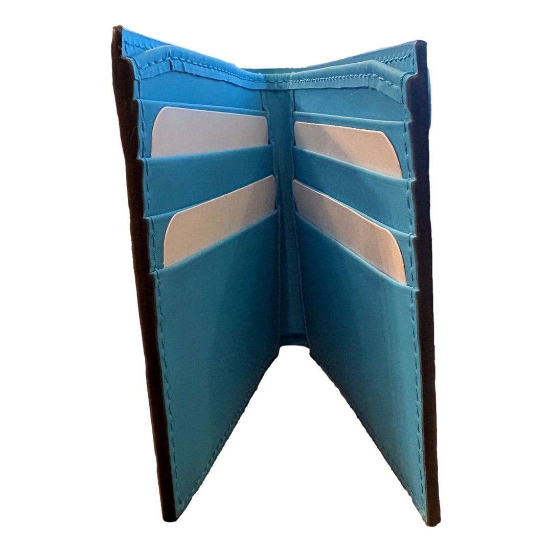 Gucci GG Leather Neon Blue Rubber Effect Bifold Wallet