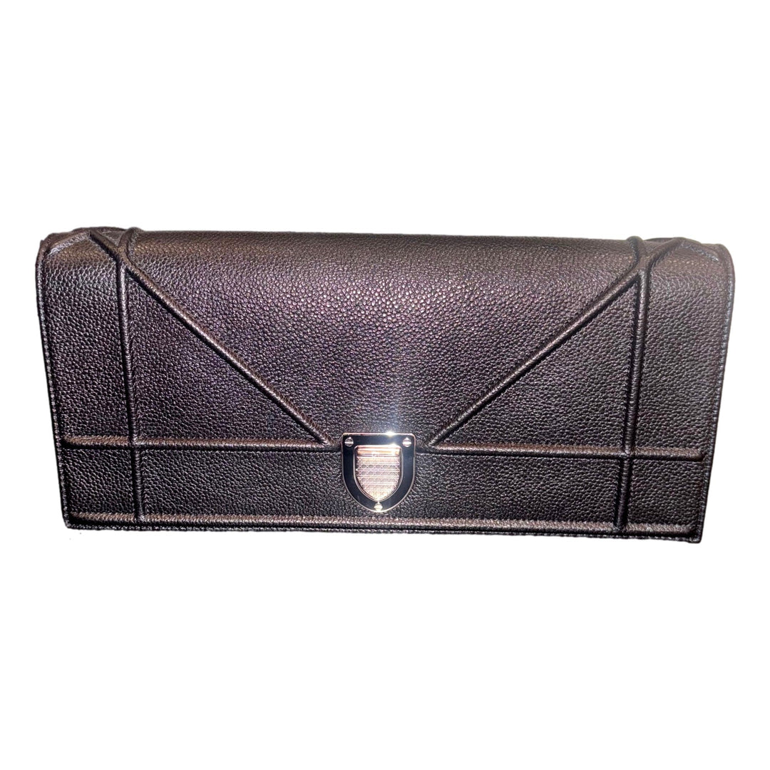Dior Black Calfskin Leather Diorama Wallet on Chain