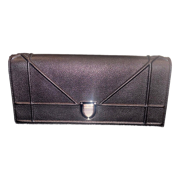 Dior Black Calfskin Leather Diorama Wallet on Chain
