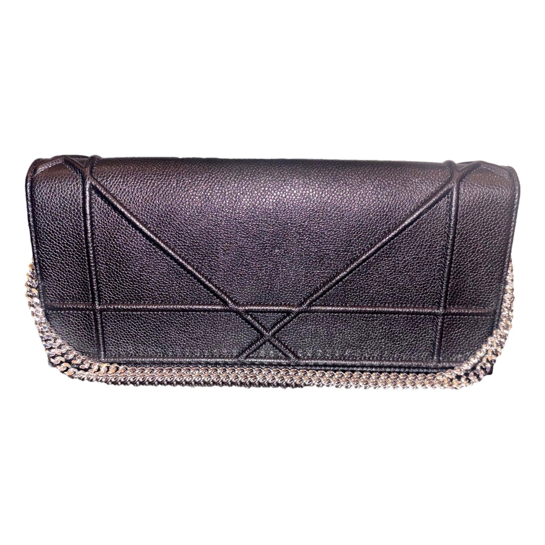 Dior Black Calfskin Leather Diorama Wallet on Chain