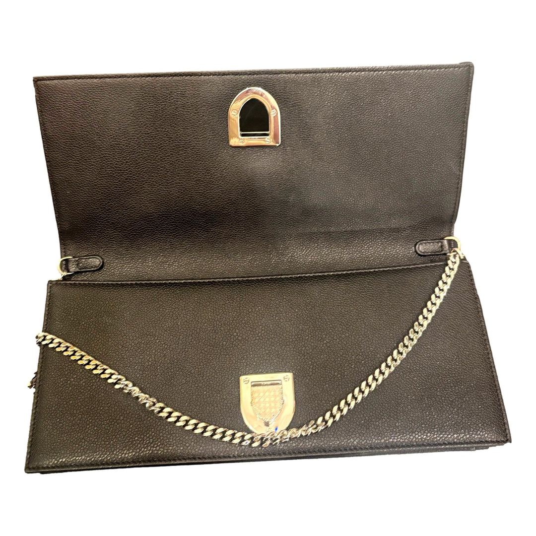 Dior Black Calfskin Leather Diorama Wallet on Chain