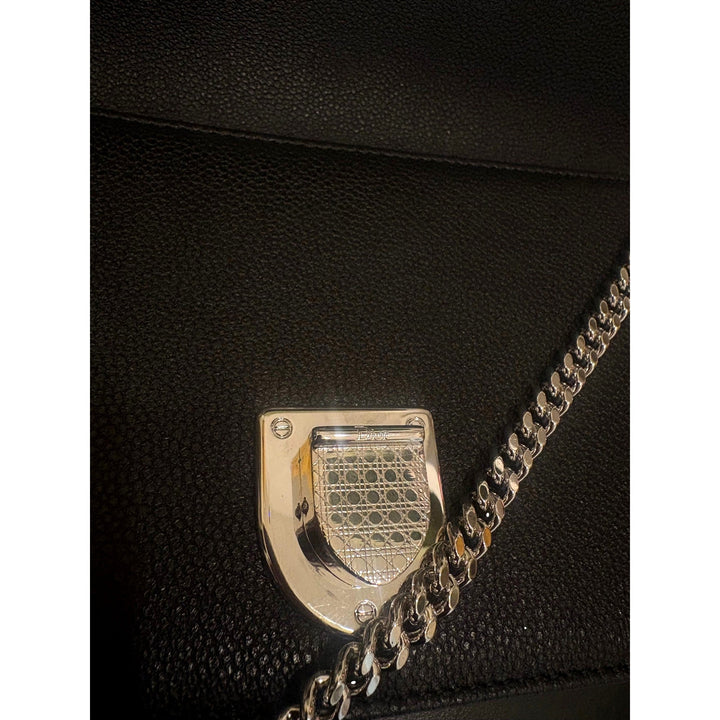 Dior Black Calfskin Leather Diorama Wallet on Chain