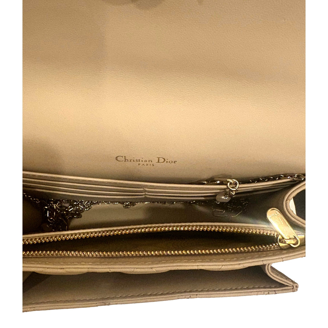 My Dior Daily Pouch with Chain Powder Beige Cannage Lambskin