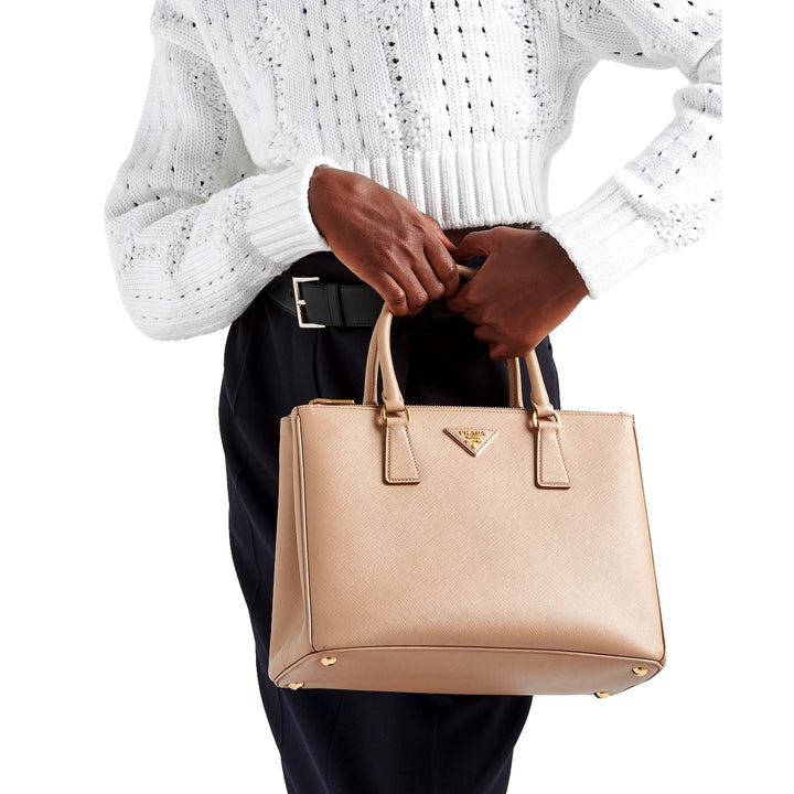 Prada Galleria Large Beige Saffiano Leather Shopper Tote Bag